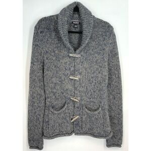 Steve & Barrys Cardigan L Gray Toggle Shawl Collar Chunky Knit Grandpacore Cabin